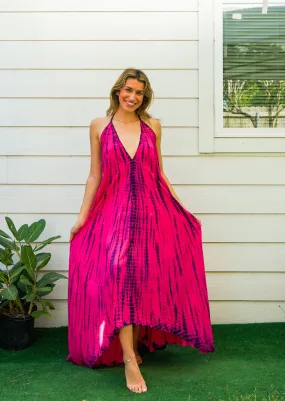 D9711- Shibori Hand Dyed Goddess Boho Maxi Dress