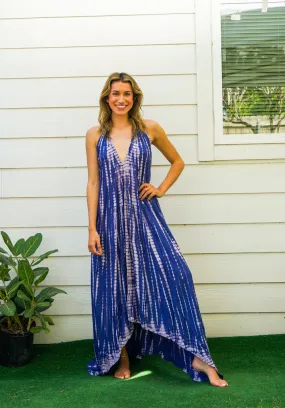 D9717- Shibori Hand Dyed Goddess Boho Maxi Dress