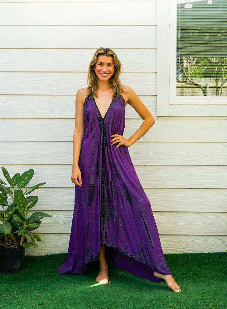 D9736- Shibori Hand Dyed Goddess Boho Maxi Dress