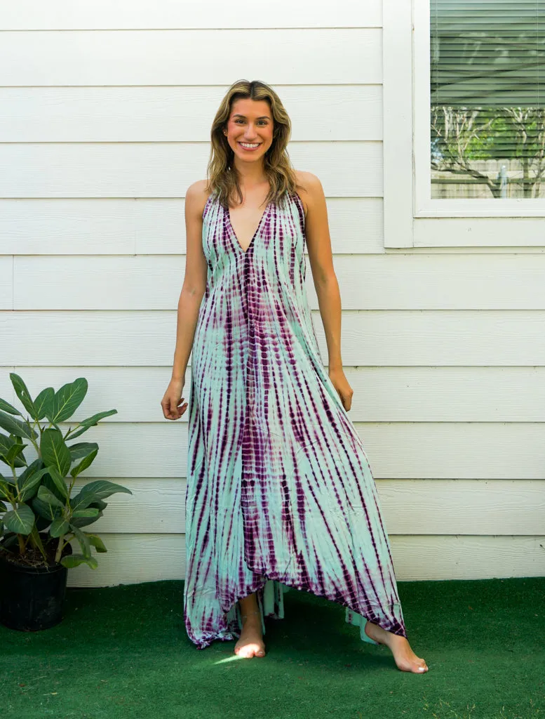 D9750- Shibori Hand Dyed Goddess Boho Maxi Dress