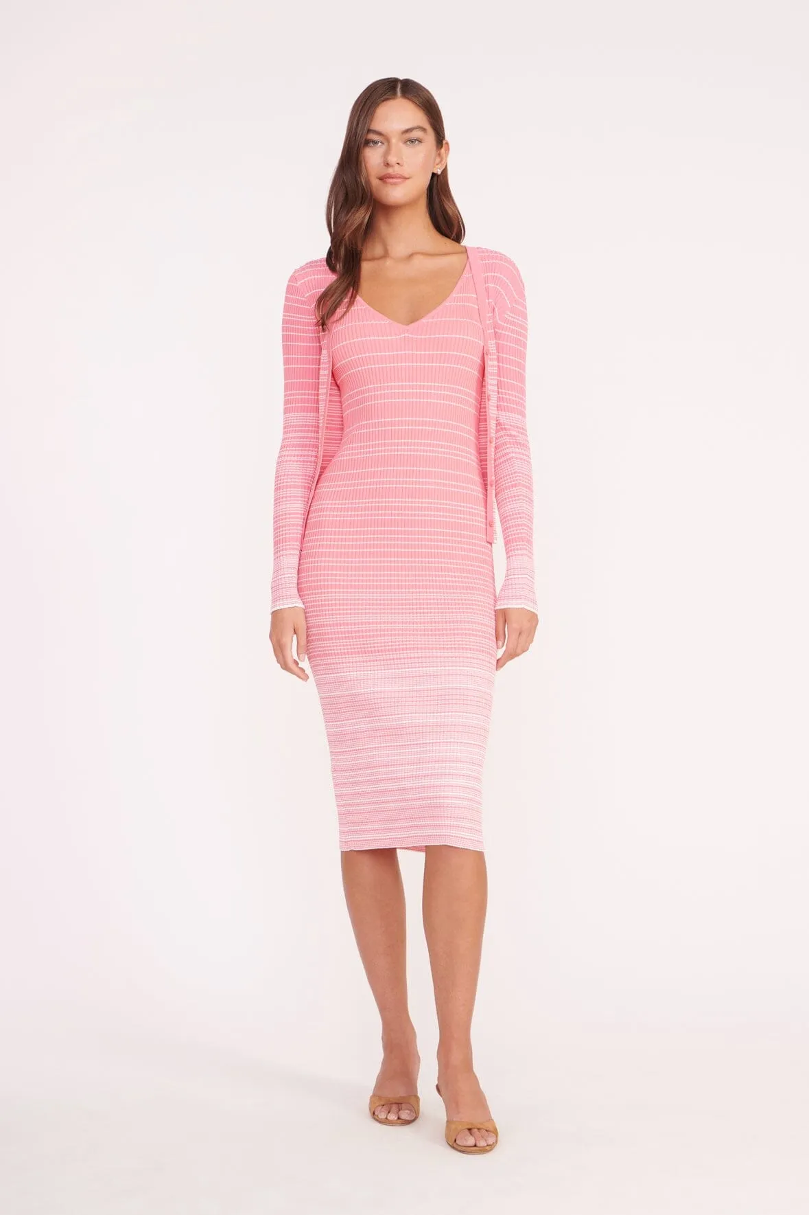 DANA DRESS | CORAL PINK WHITE