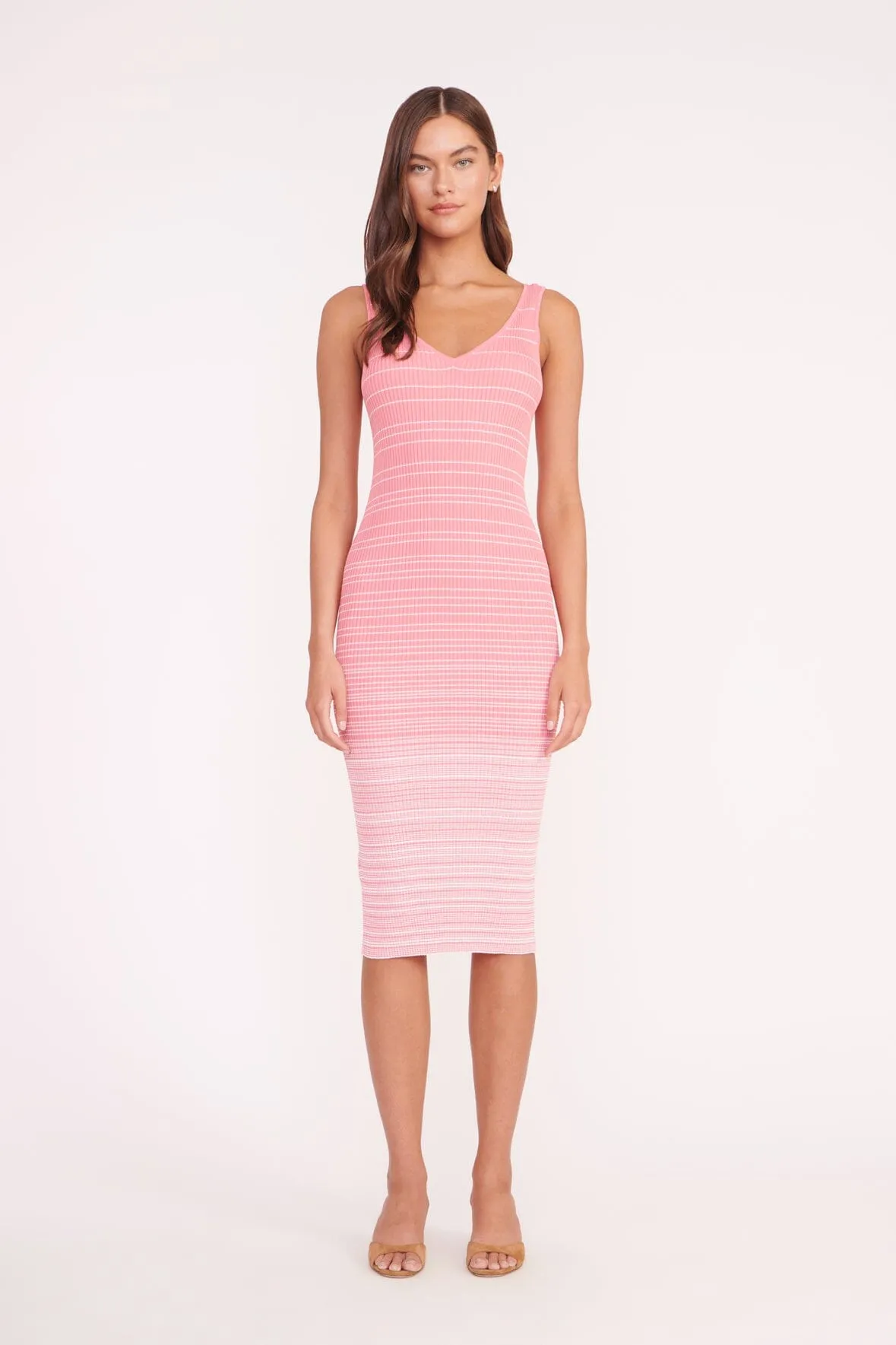 DANA DRESS | CORAL PINK WHITE