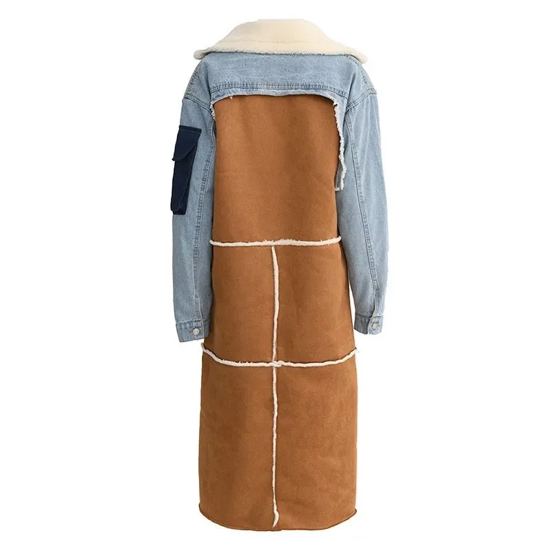 Denim Shearling Trench Coat (see other colors)