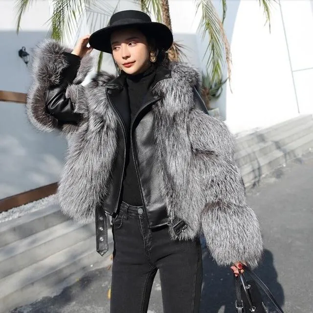 Double-faced Fur Moto & Biker Coat