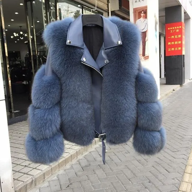 Double-faced Fur Moto & Biker Coat