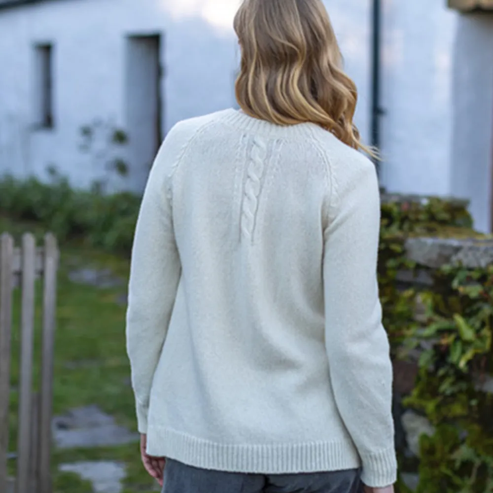 Ecru Merino & Cashmere Blend Raglan Sleeve Sweater