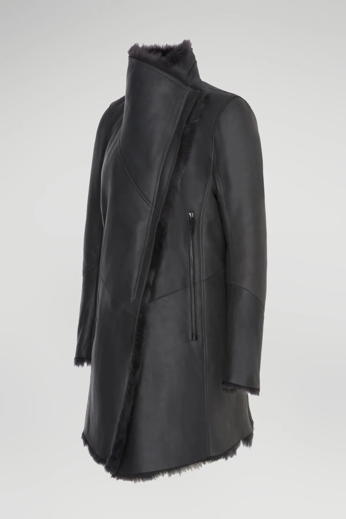 Elena - Anthracite Shearling Coat