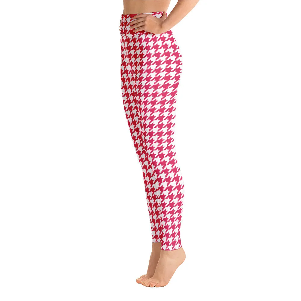 ELEVATED ESSENTIALS, BOOTY BOOSTING HIGH WAISTBAND LEGGING RED HOUNDSTOOTH