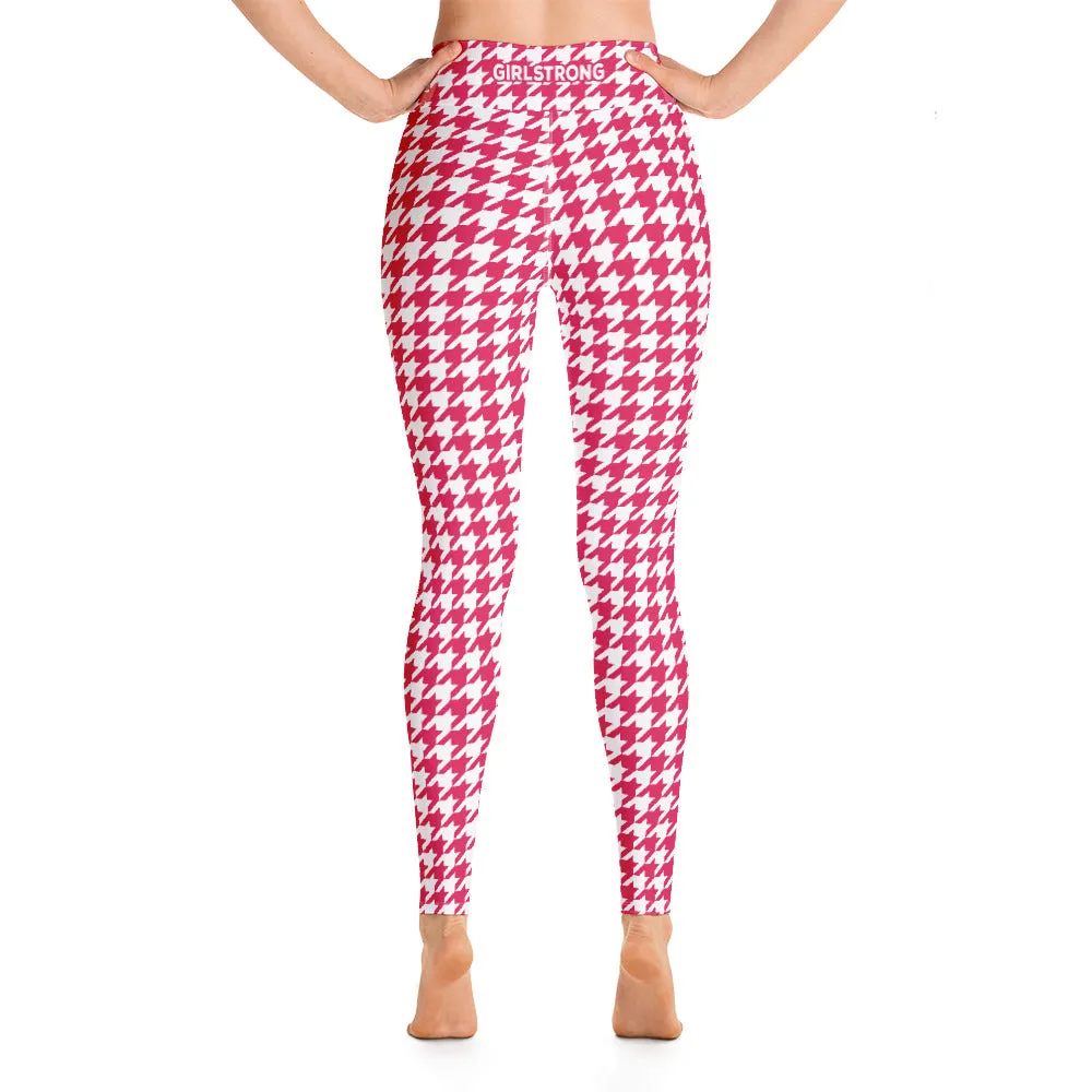 ELEVATED ESSENTIALS, BOOTY BOOSTING HIGH WAISTBAND LEGGING RED HOUNDSTOOTH