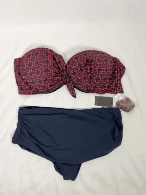 eloquii Size 26/28 Navy & Red Geometric Swimsuit NWT