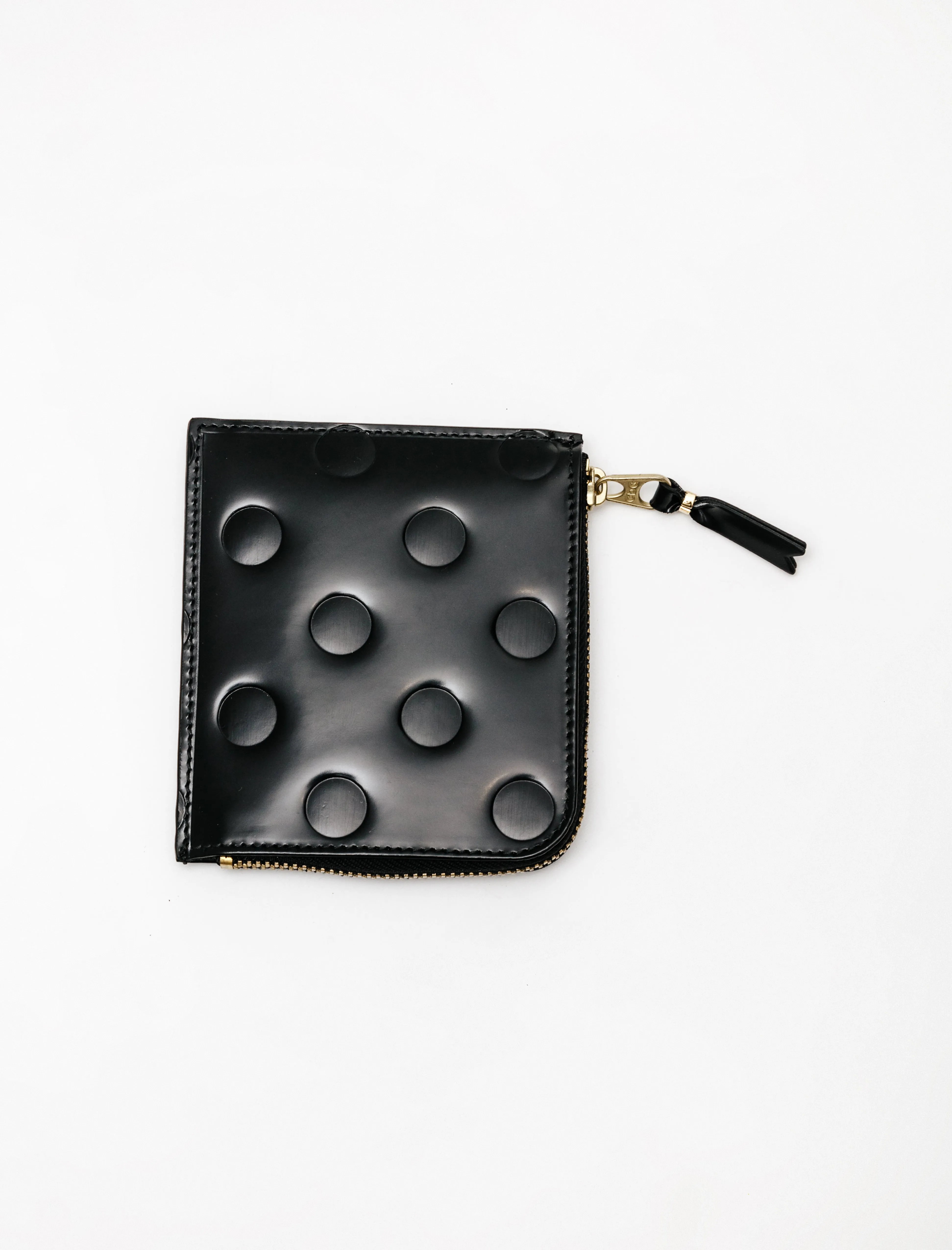 Embossed Polka Dot 3/4 Zip Wallet - Black - SA3100NE