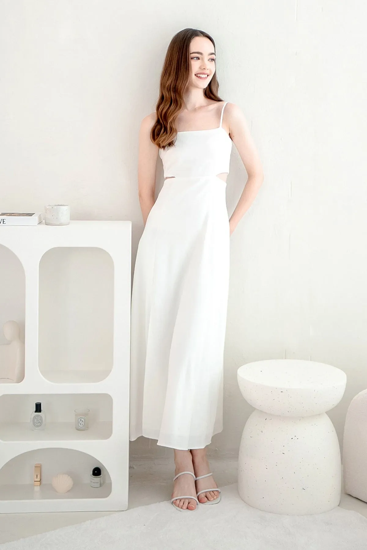 EVERLEY CUT-OUT SLIT MAXI DRESS IN WHITE