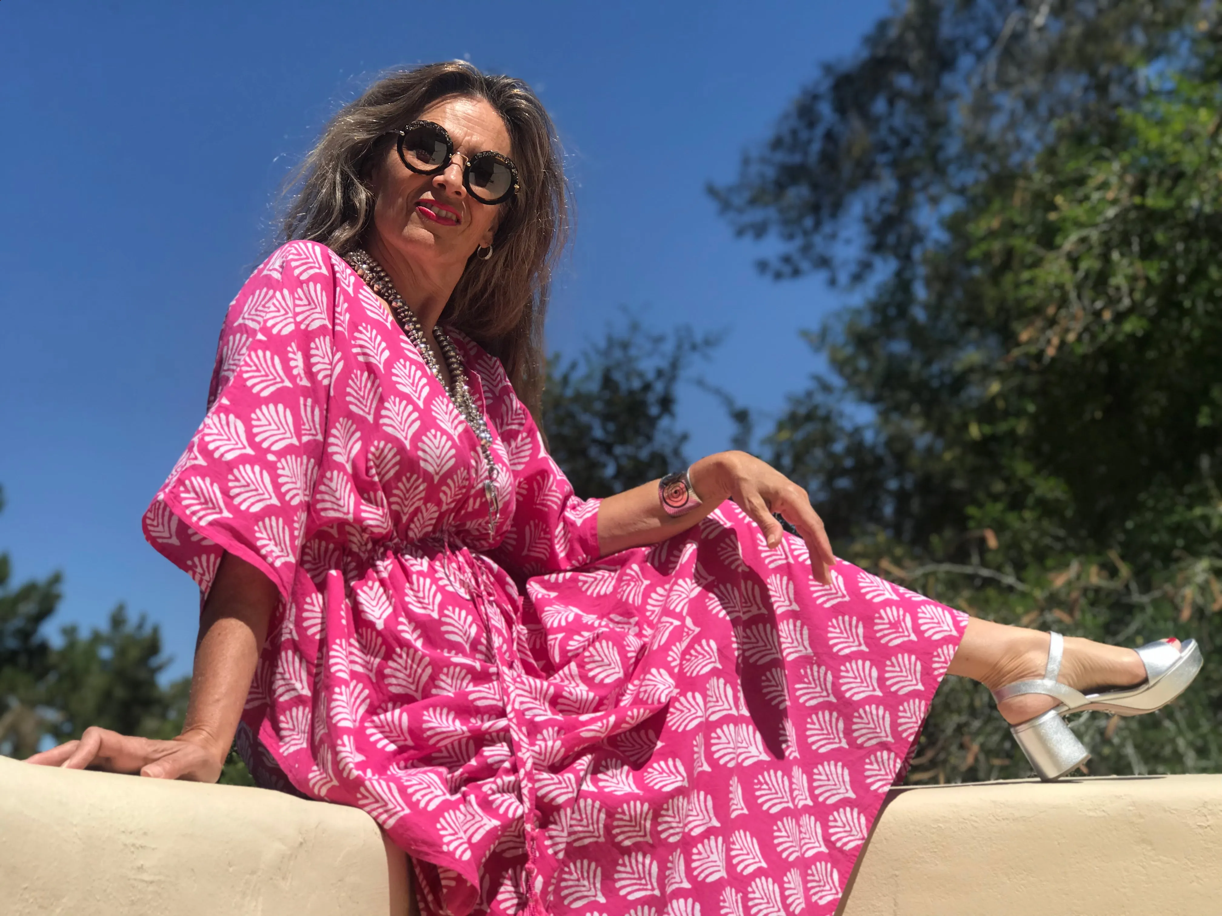 Fanfare Pink Maxi Kaftan Dress