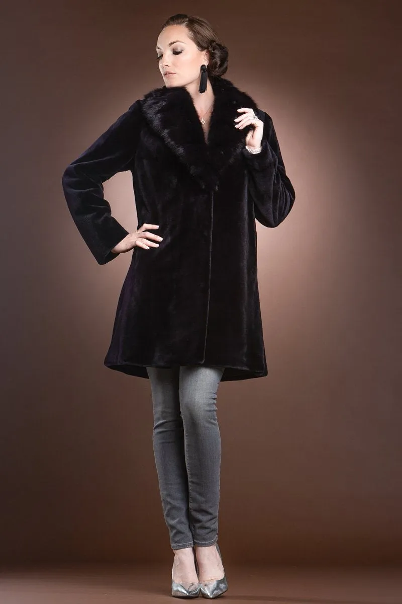 Fitted Reversible Sheared Mink and Sable Fur Coat