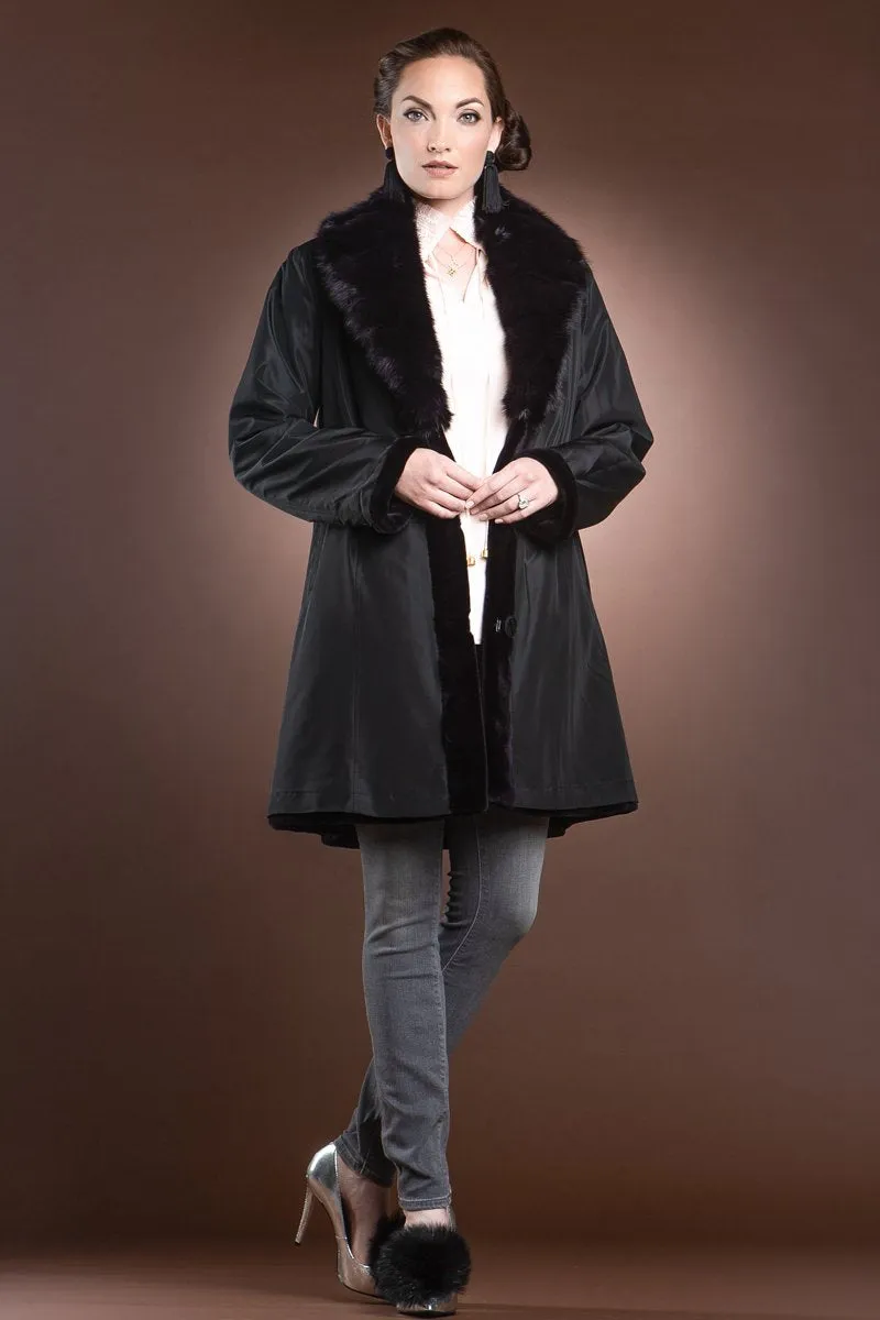 Fitted Reversible Sheared Mink and Sable Fur Coat