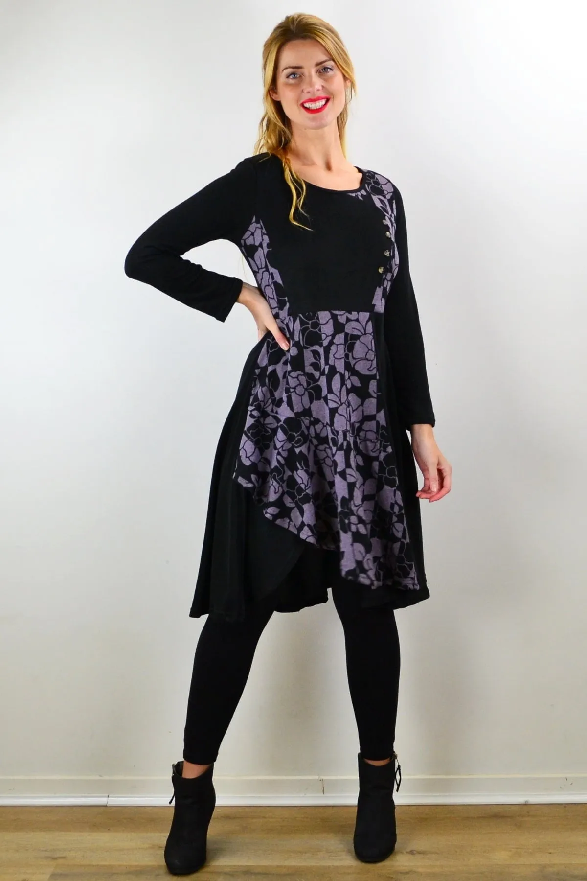 Floral Pattern Print Tunic Dress