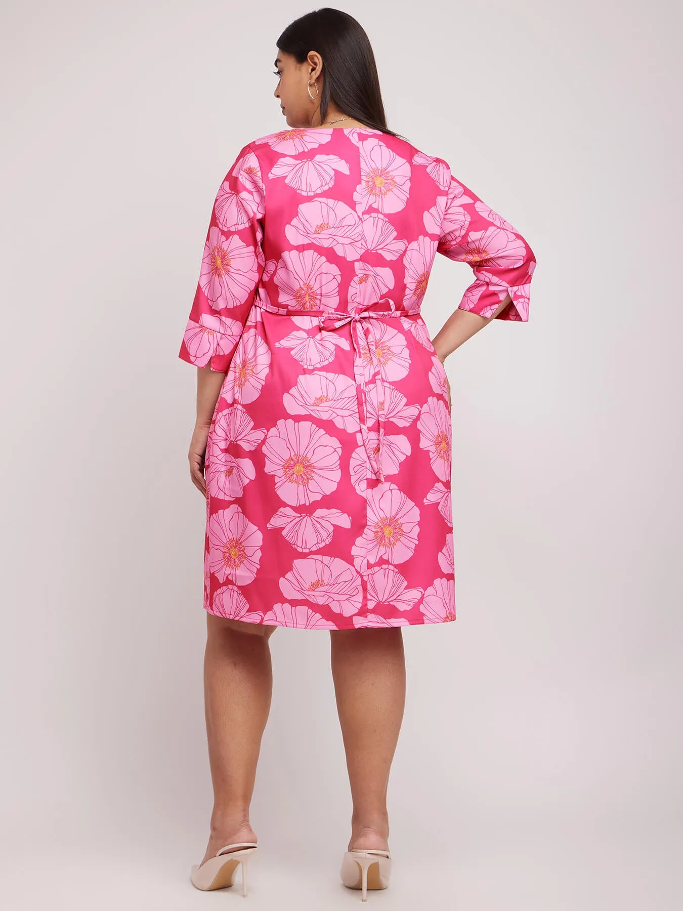 Floral Print Shift Dress - Pink