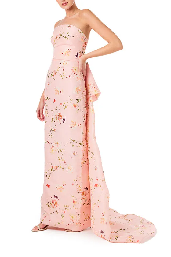 Floral Strapless Column Gown