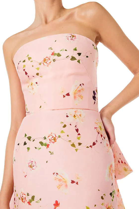 Floral Strapless Column Gown