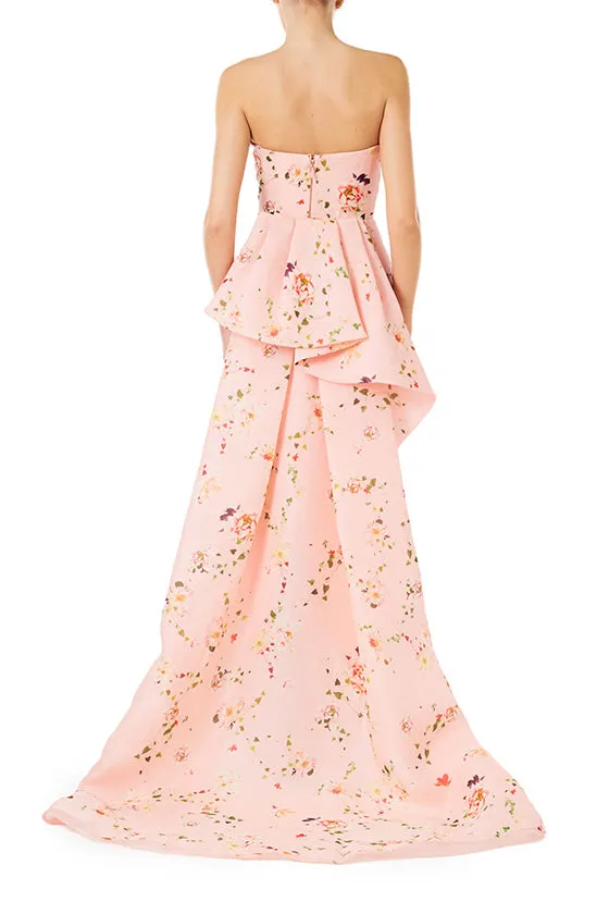 Floral Strapless Column Gown