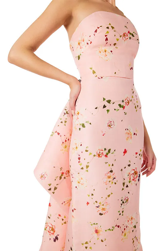 Floral Strapless Column Gown