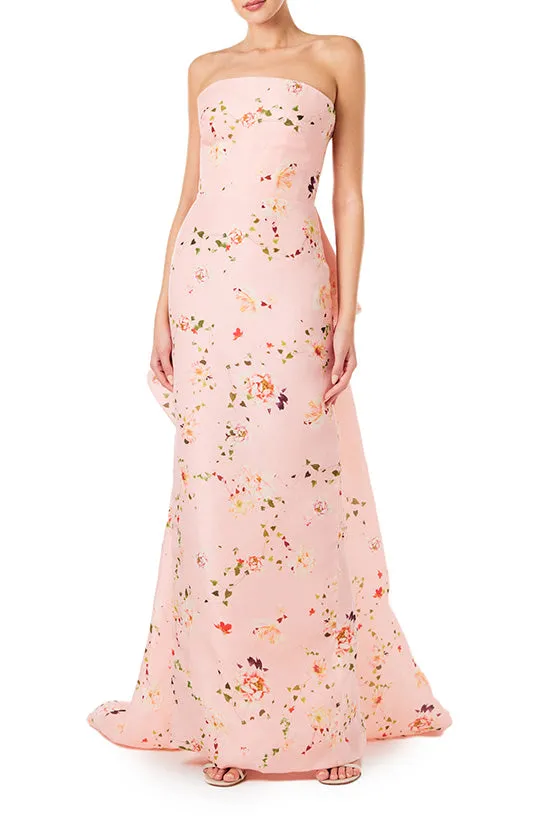 Floral Strapless Column Gown