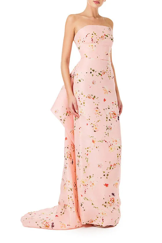 Floral Strapless Column Gown