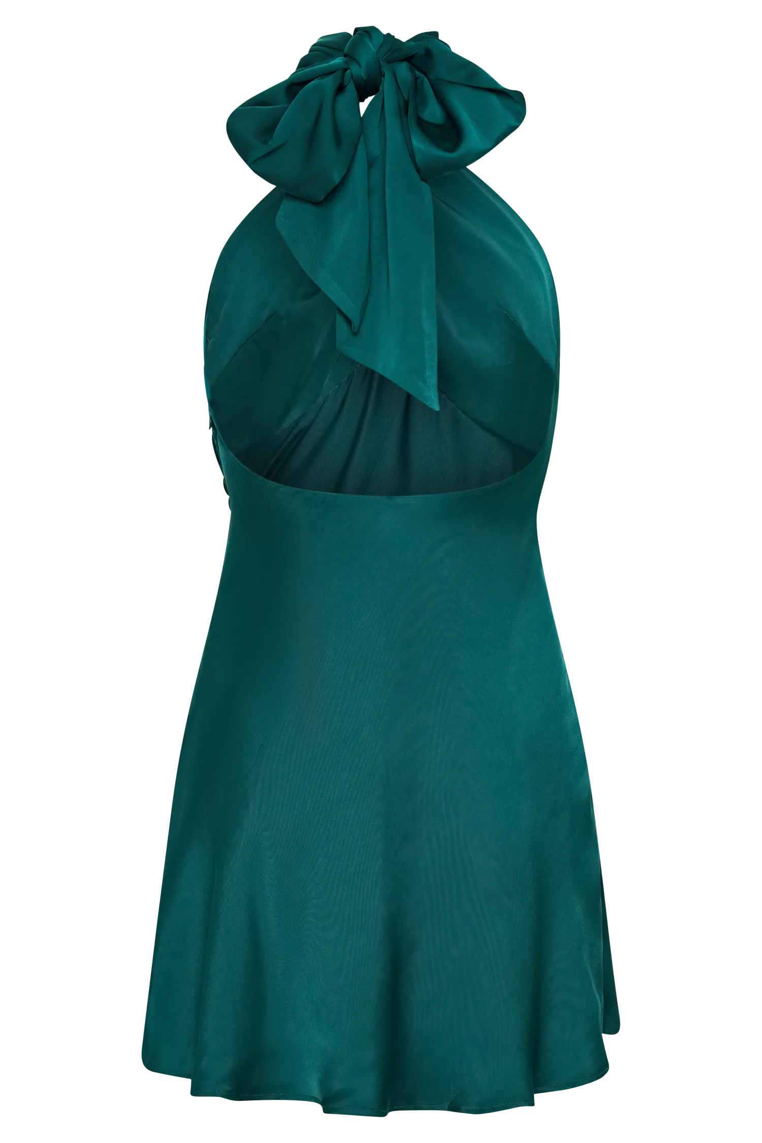 Francine Satin Halter Mini Dress - Forest Green