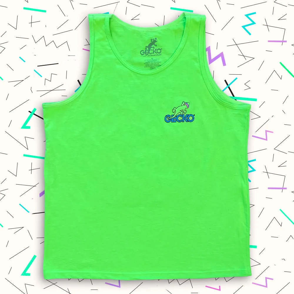 Gecko Beach Patrol - 1980's Neon Green Tank