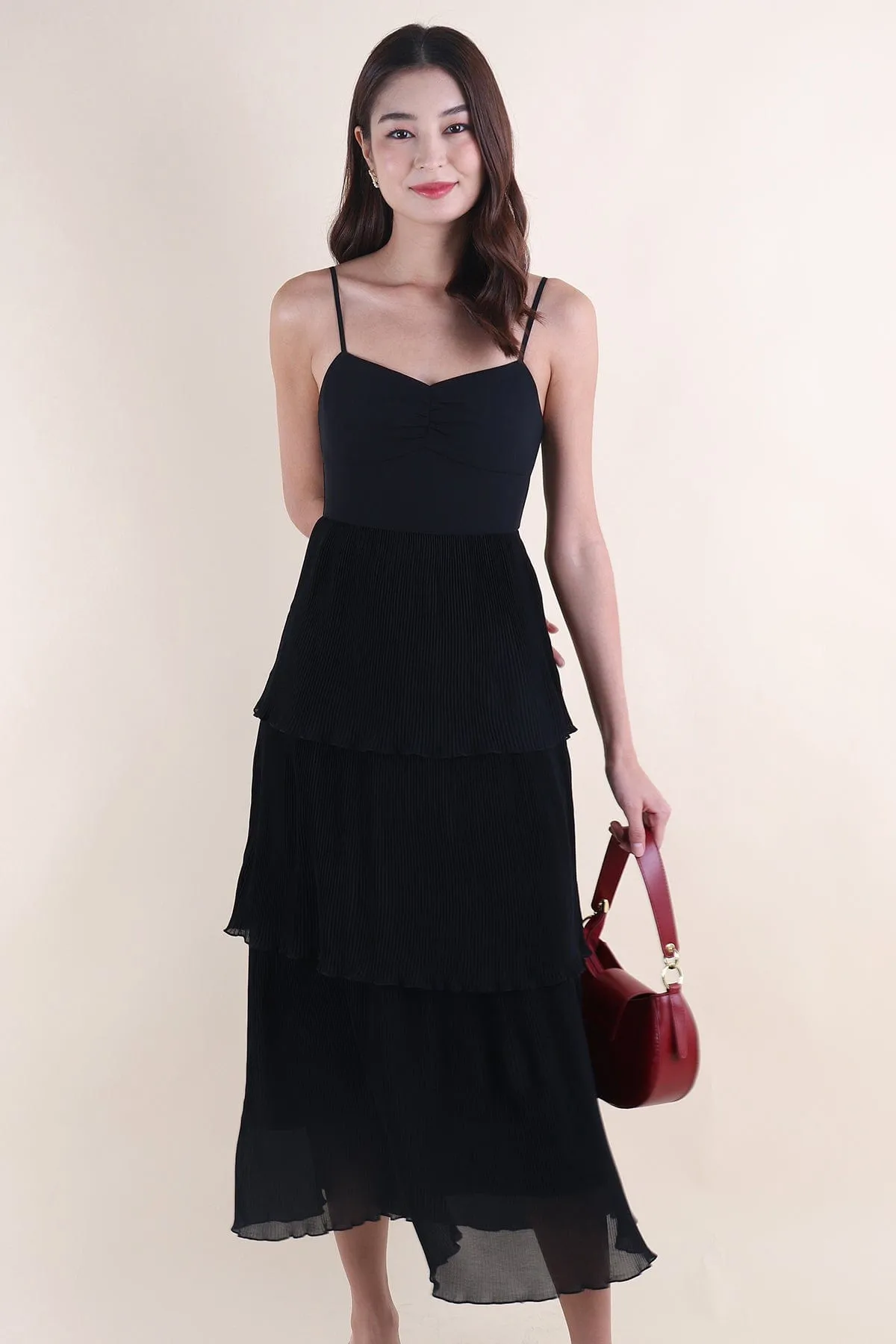 GIANNA PLEATED MAXI IN BLACK