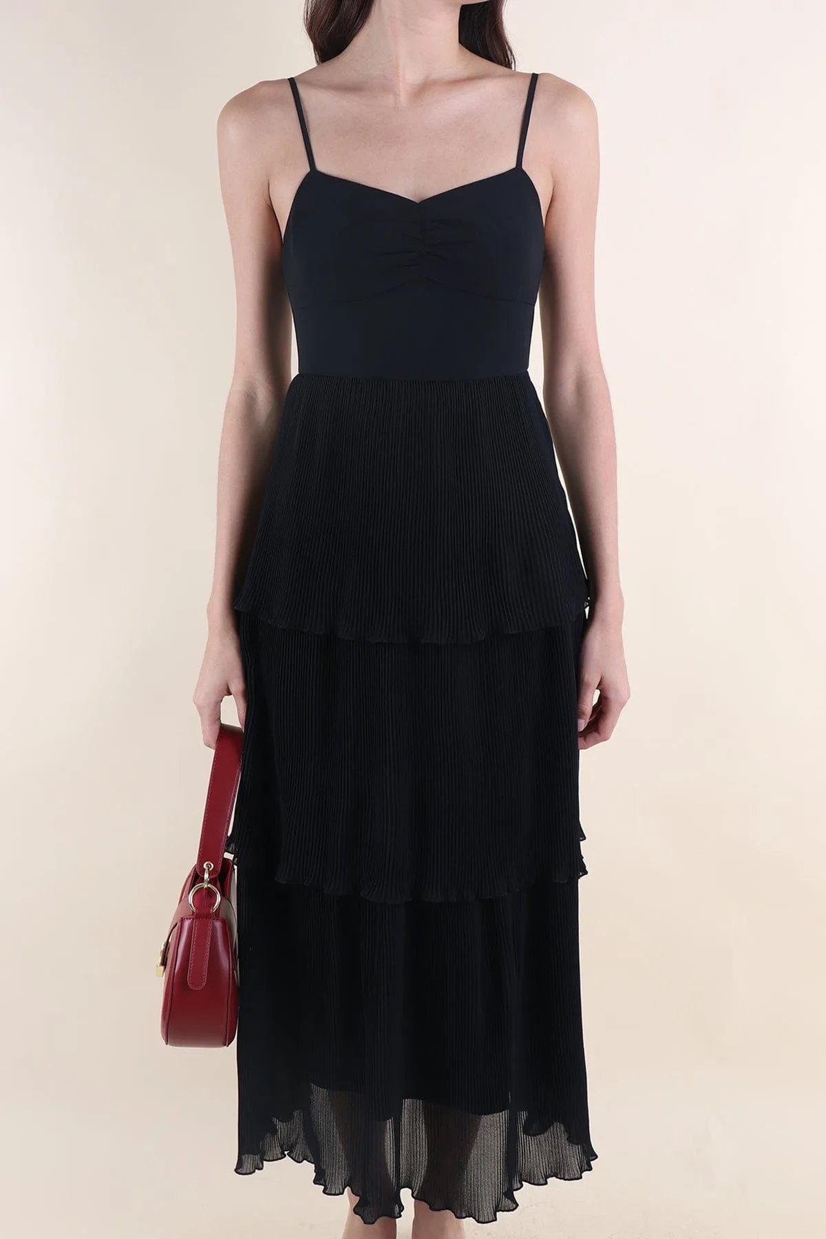 GIANNA PLEATED MAXI IN BLACK