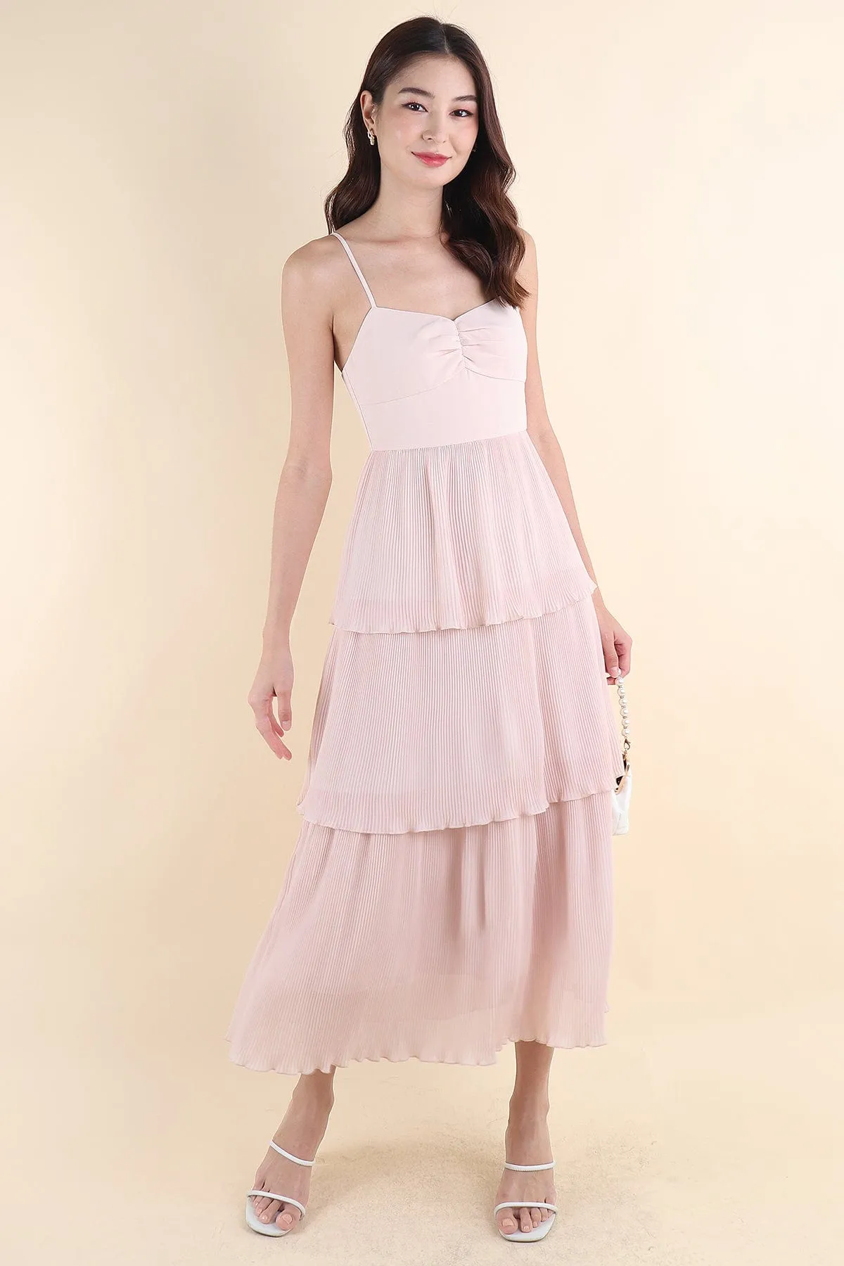 GIANNA PLEATED MAXI IN NUDE PINK