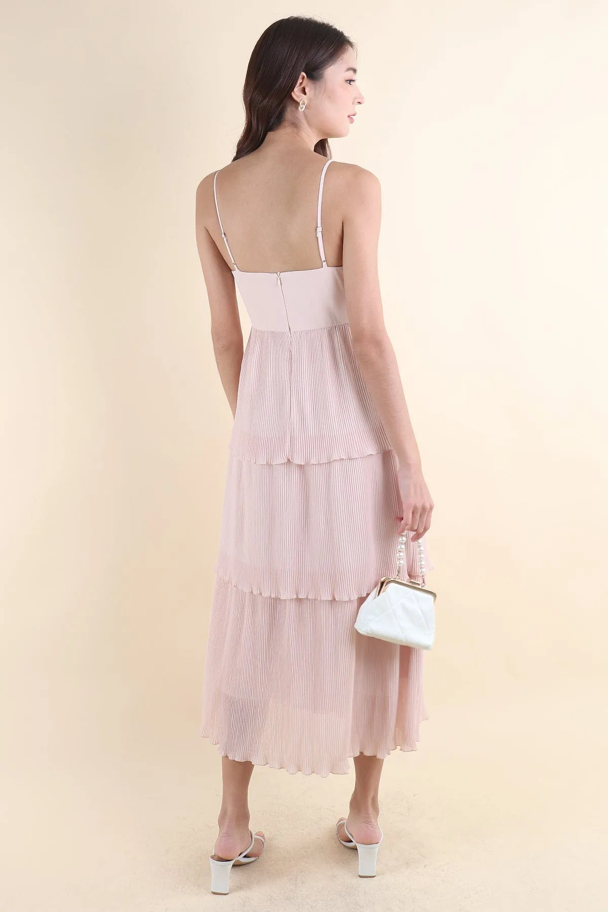 GIANNA PLEATED MAXI IN NUDE PINK