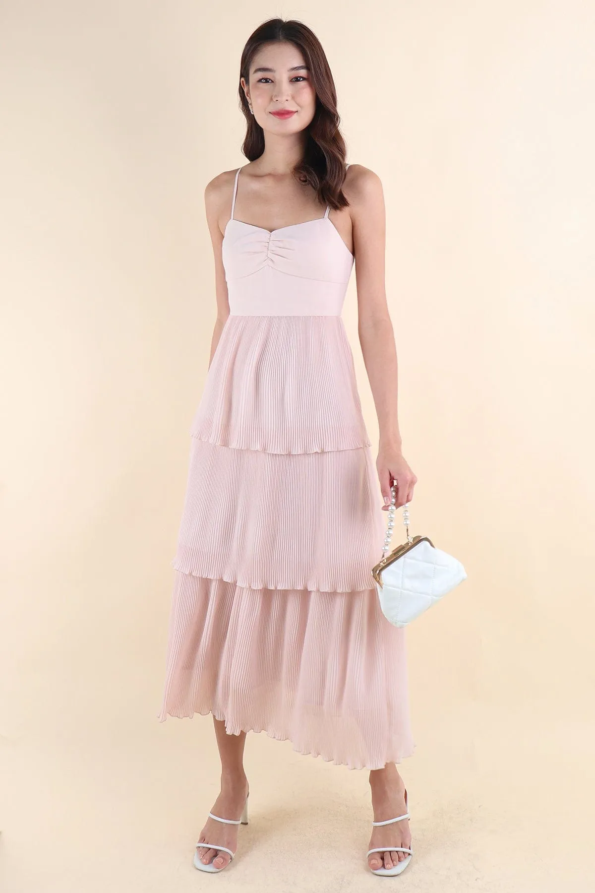 GIANNA PLEATED MAXI IN NUDE PINK