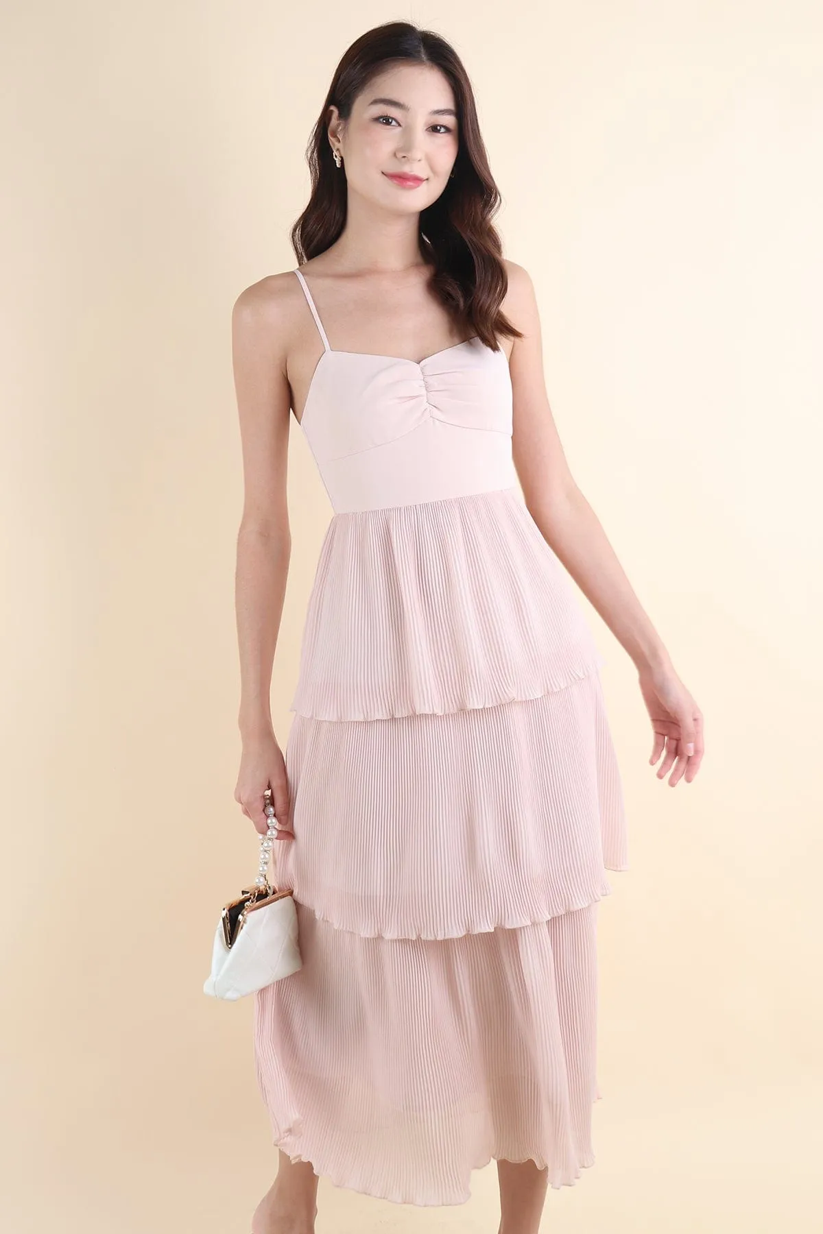 GIANNA PLEATED MAXI IN NUDE PINK