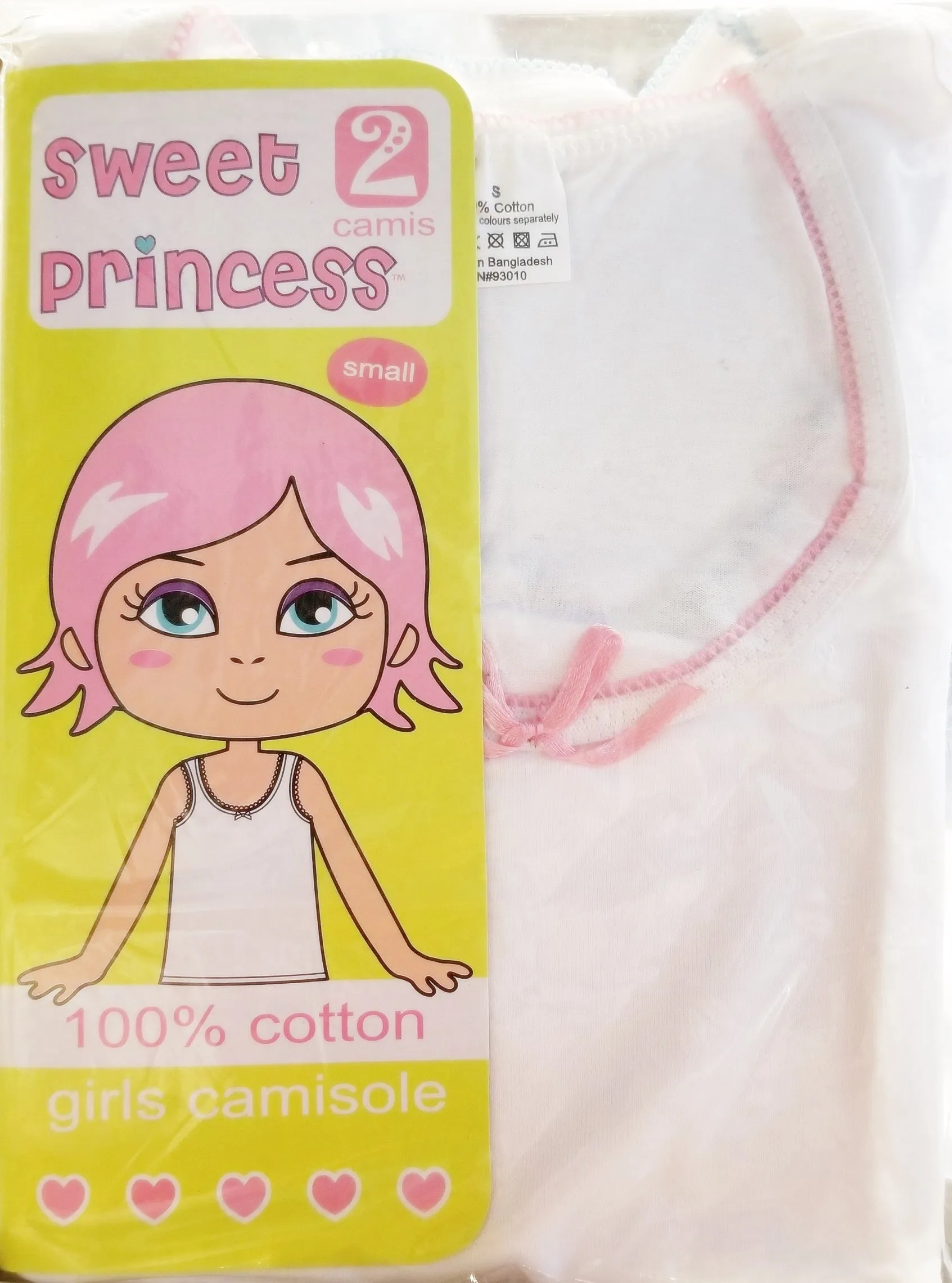 Girls 2pack 100% Cotton Cami Undershirts