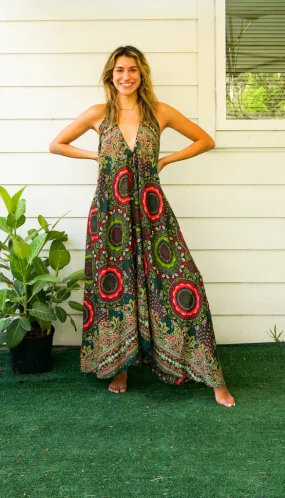 Green Love Mandala Goddess Maxi Dress