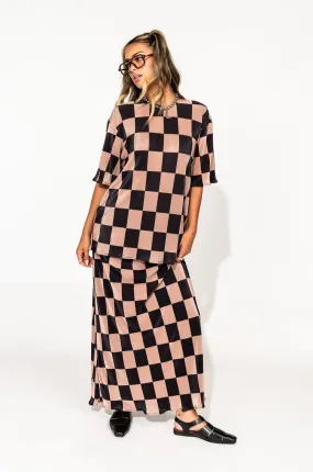 Grunge Girl Plisse Set in Black   Chai Checkerboard