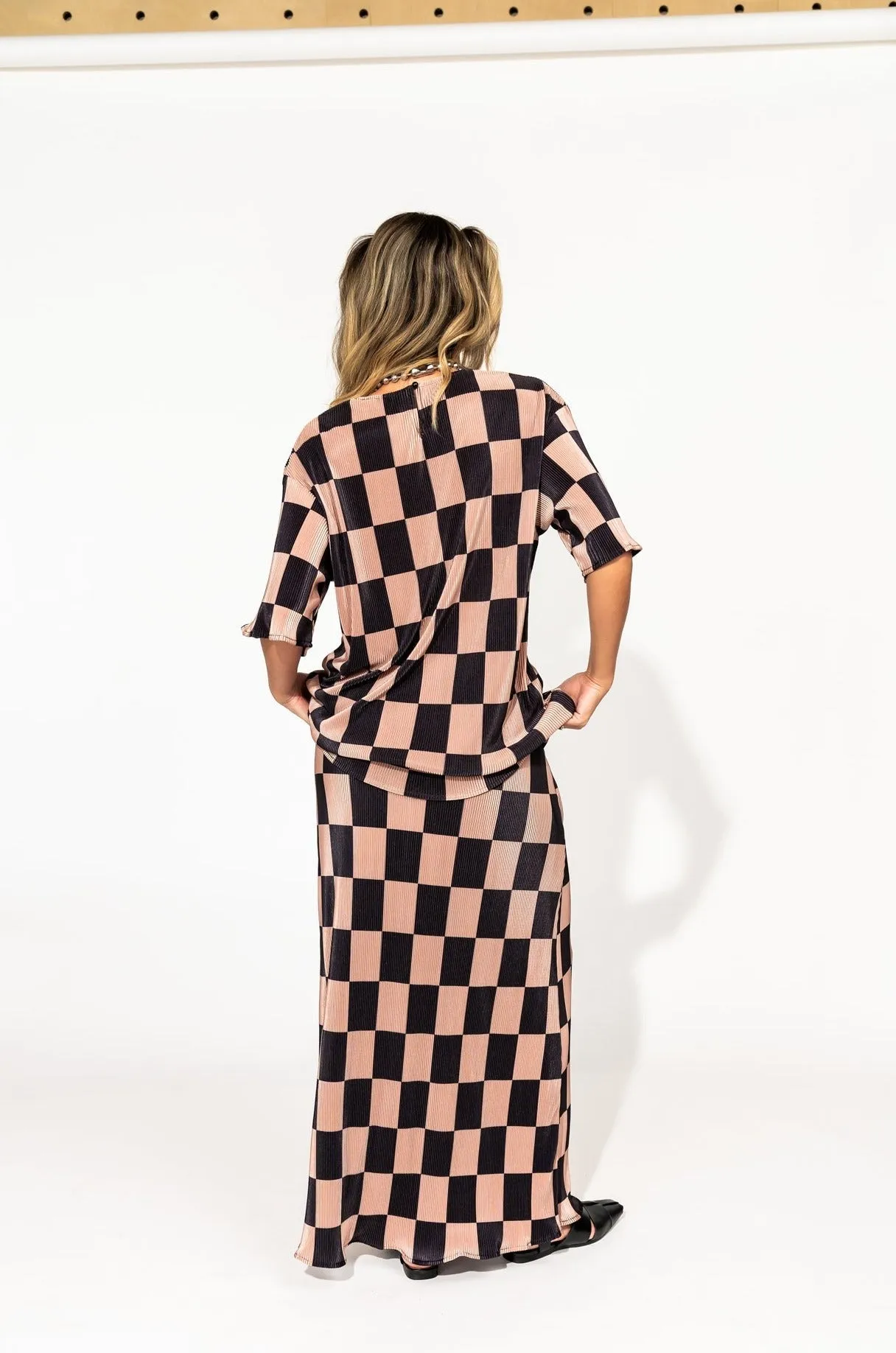 Grunge Girl Plisse Set in Black   Chai Checkerboard