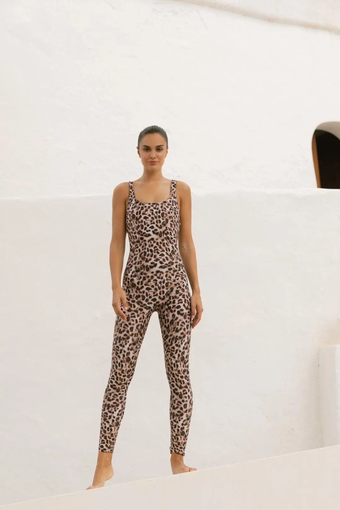 HALO Jaiden Yoga Unitard in Natural Leopard