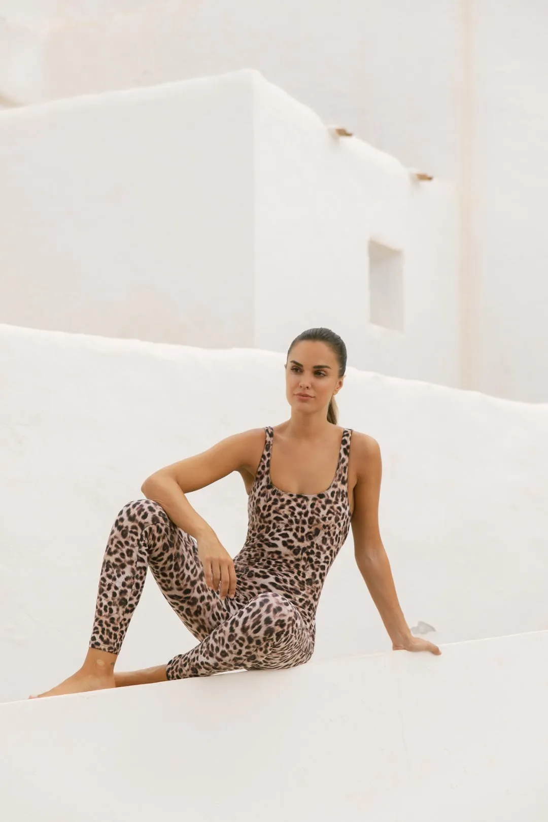 HALO Jaiden Yoga Unitard in Natural Leopard