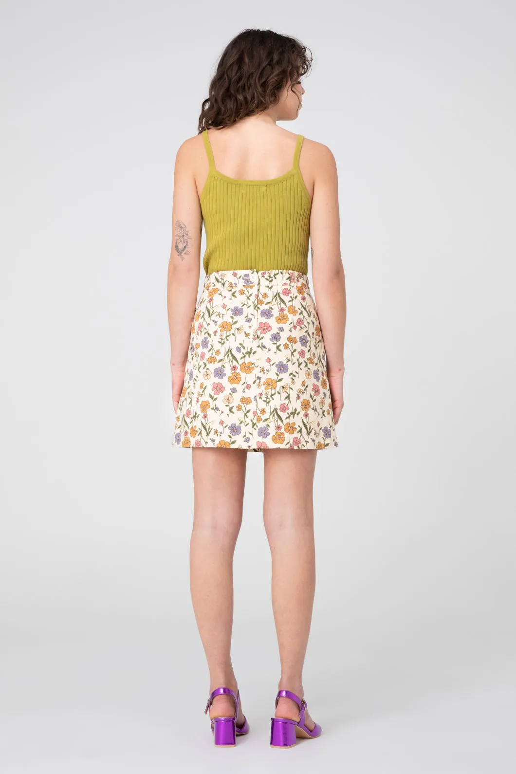 Heather Ditsy Drill Mini Skirt