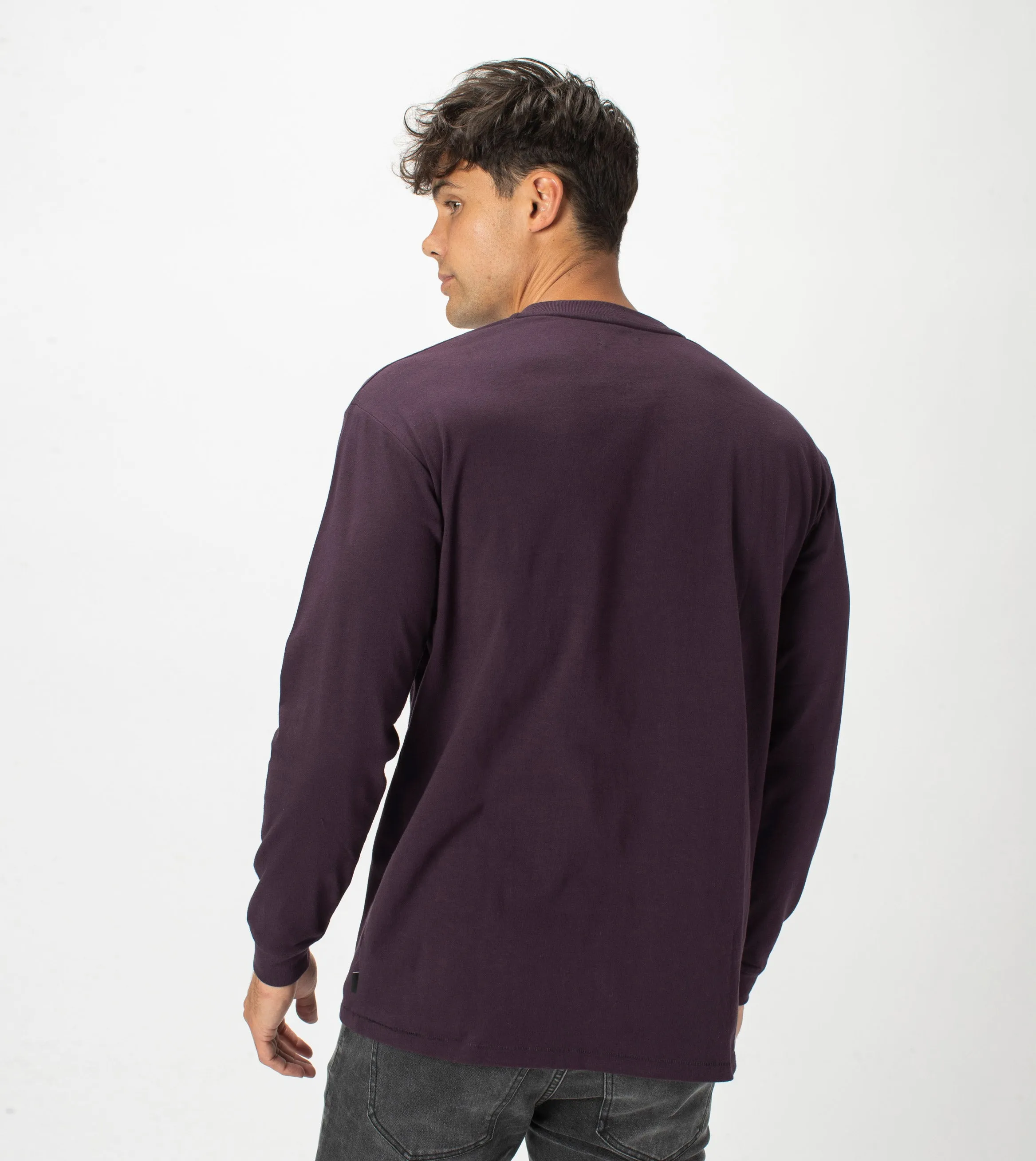 Henley LS Tee Dk Grape