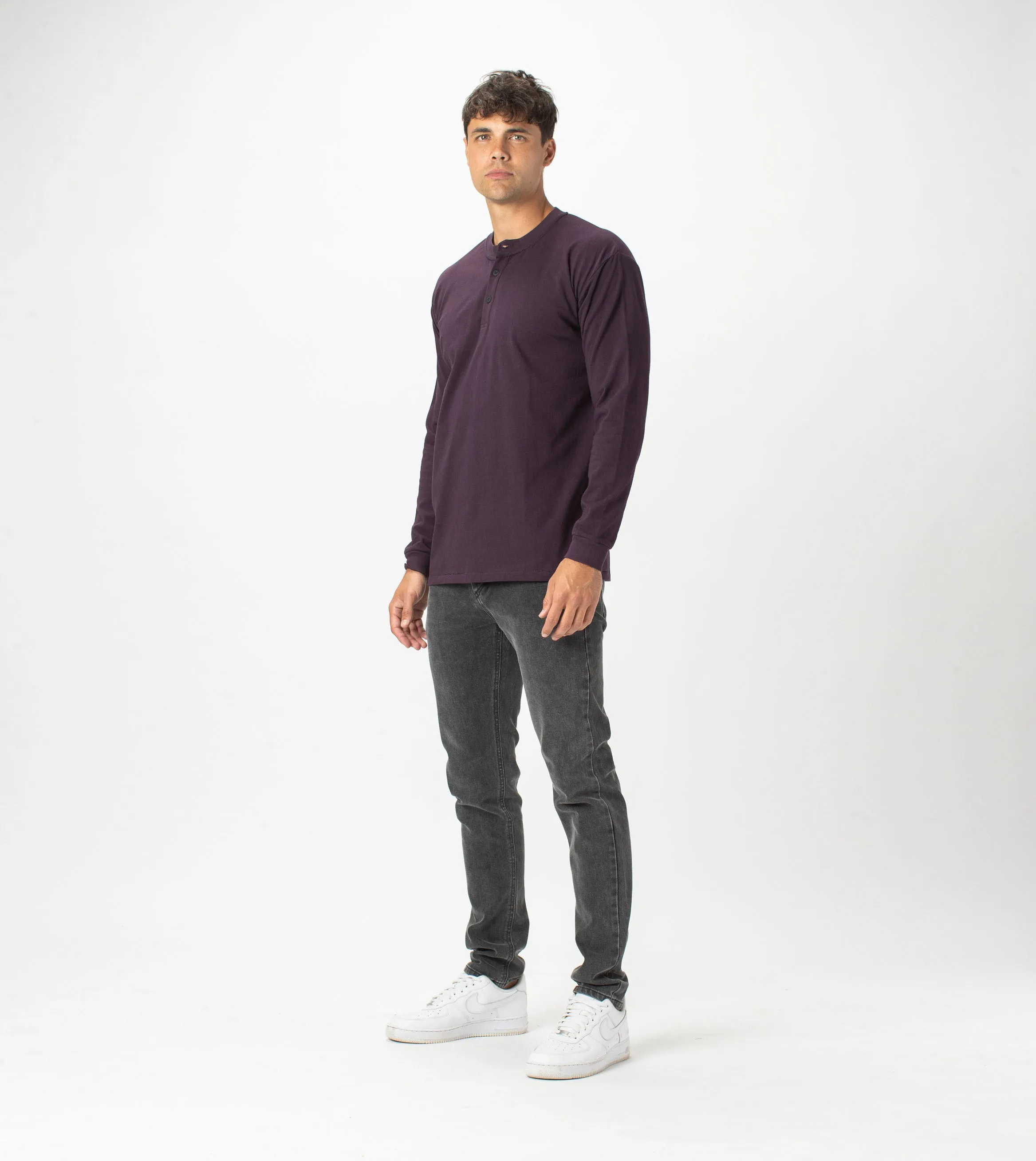 Henley LS Tee Dk Grape