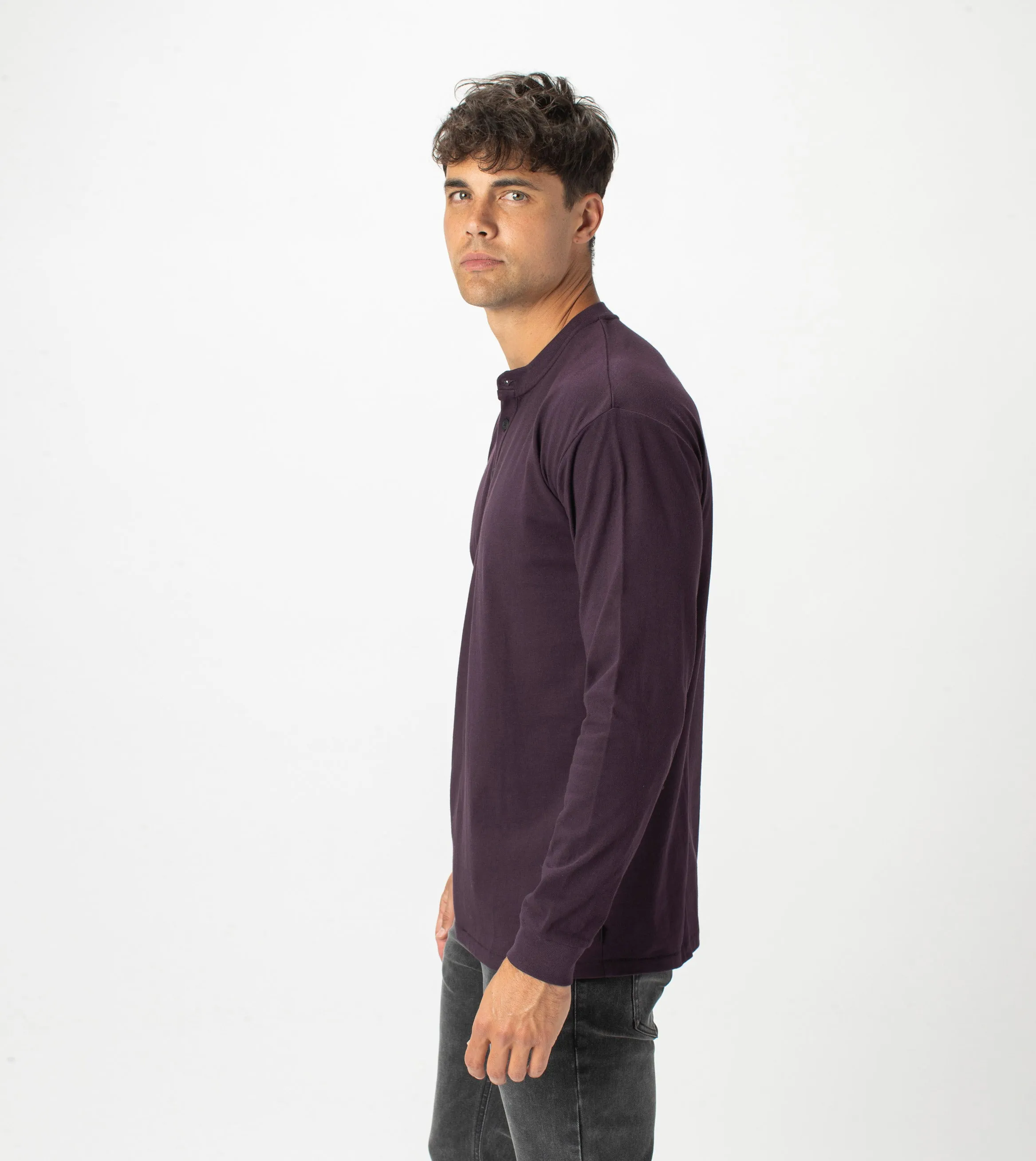 Henley LS Tee Dk Grape