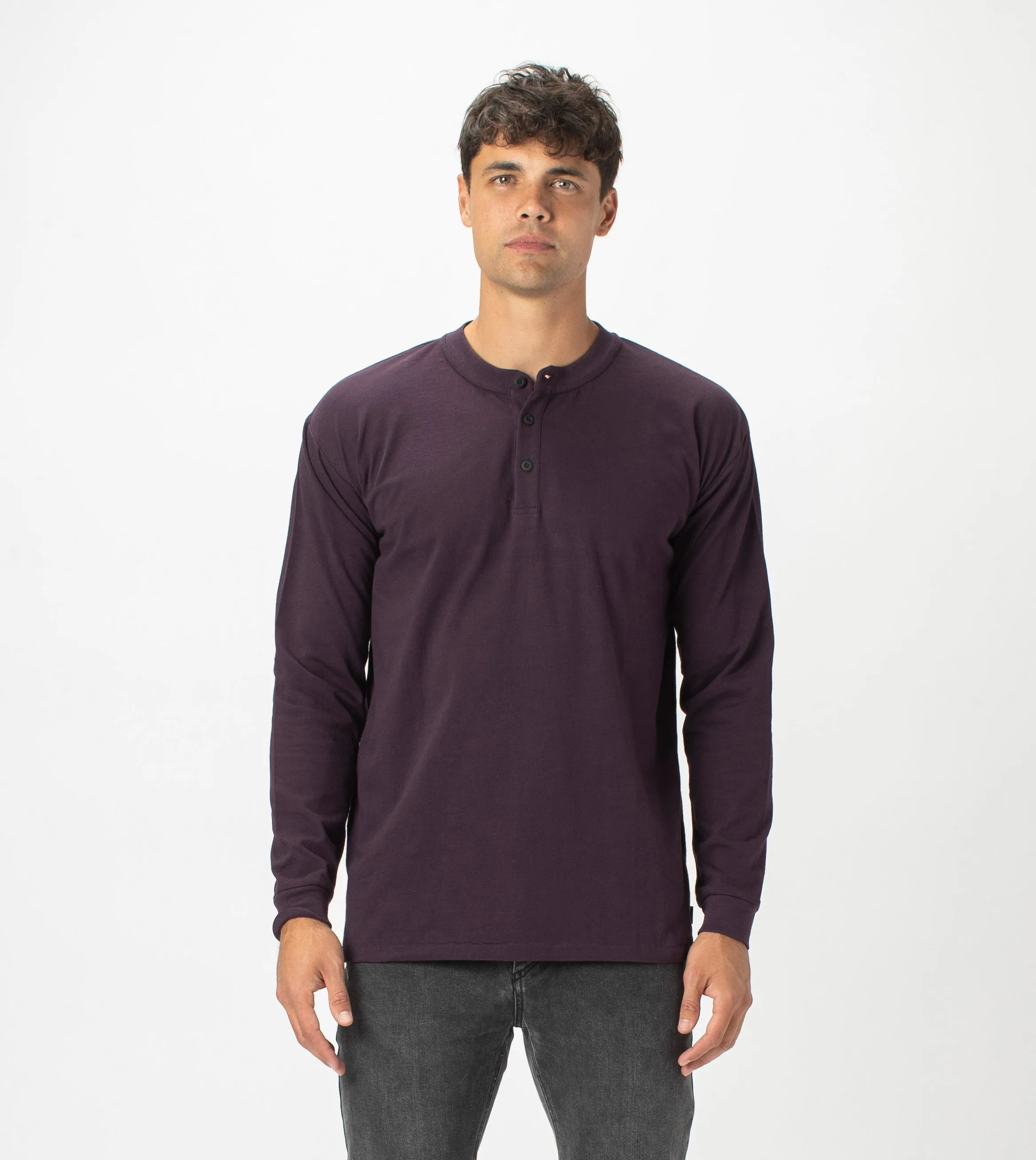 Henley LS Tee Dk Grape