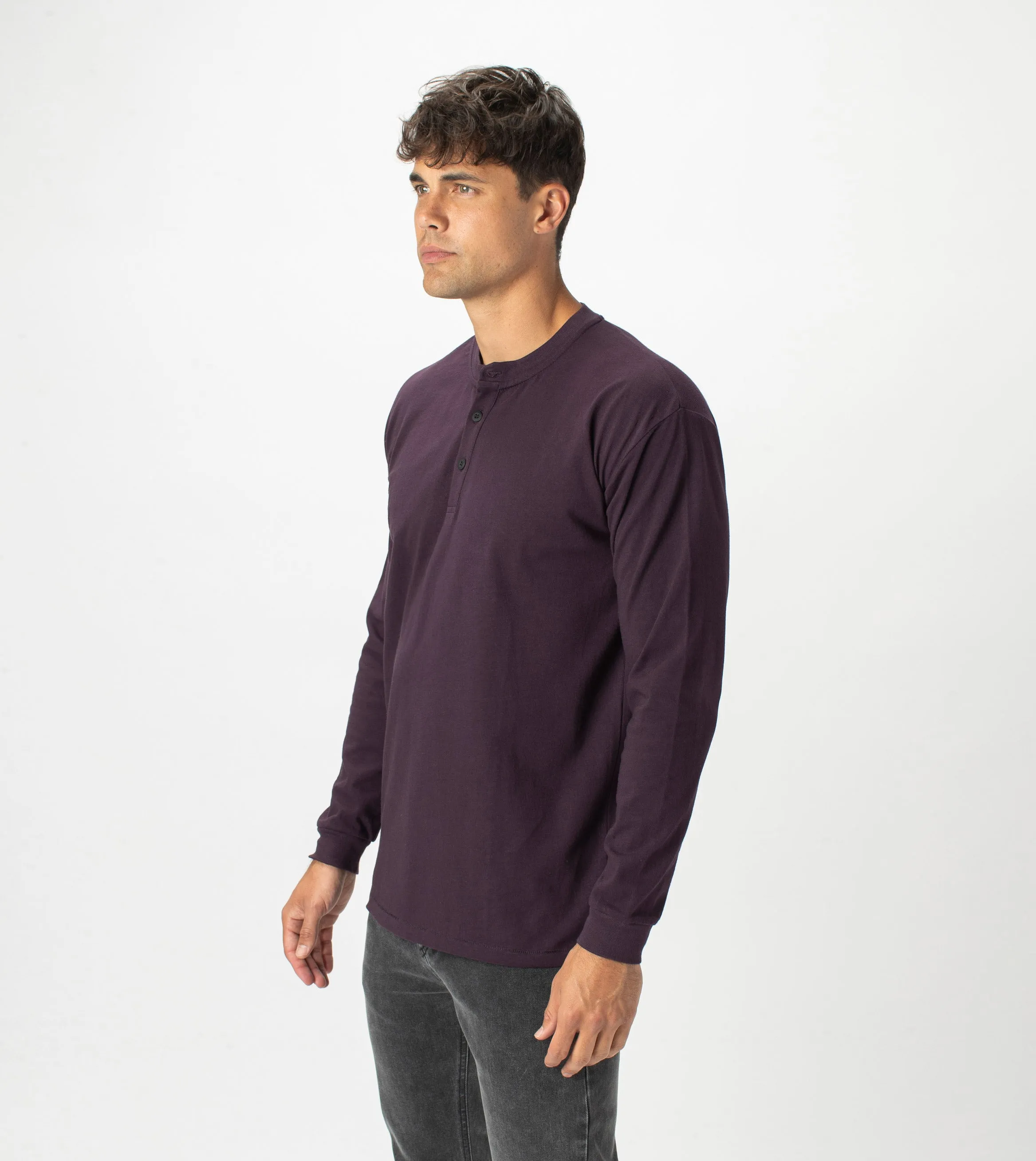 Henley LS Tee Dk Grape