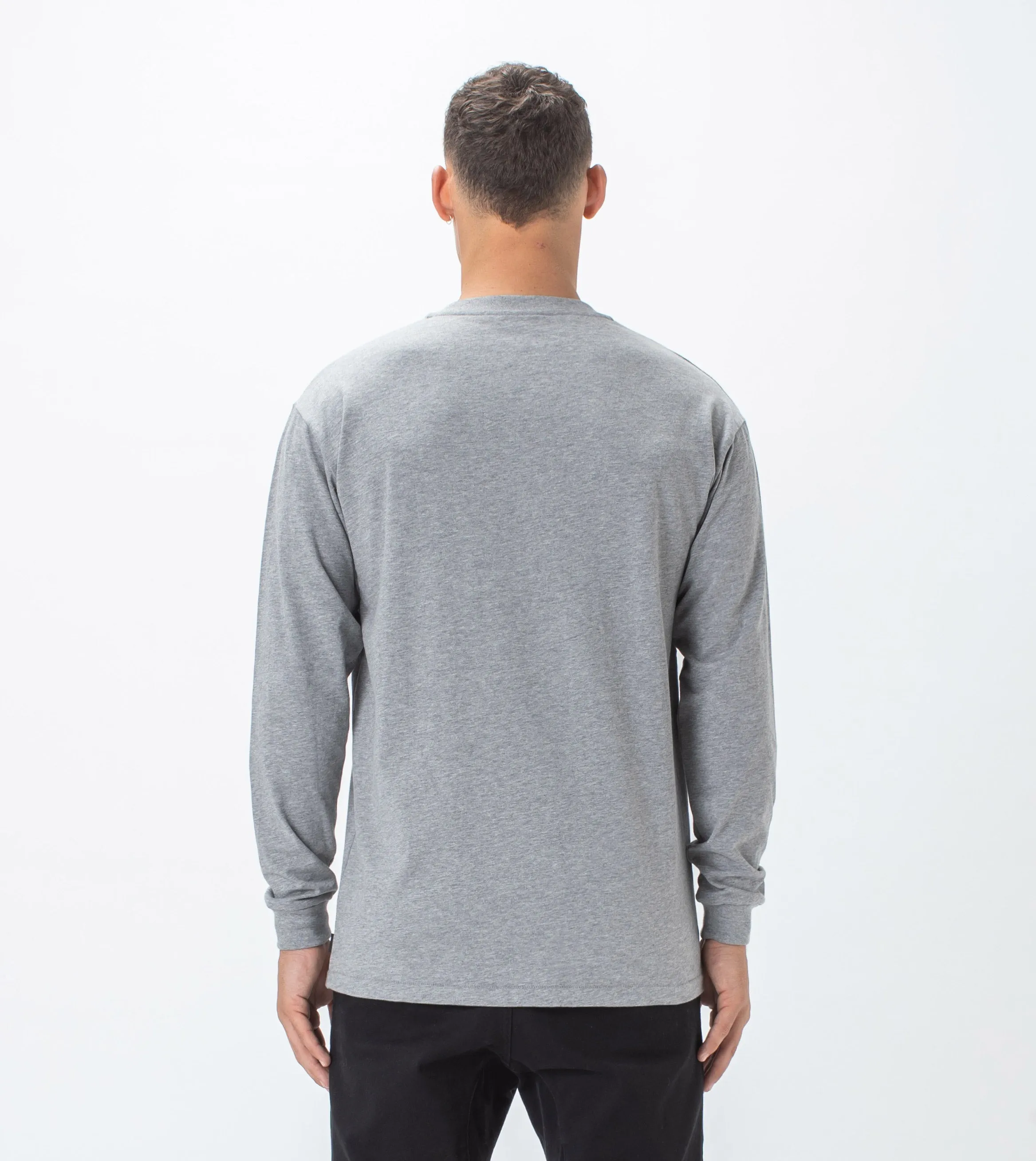 Henley LS Tee Dk Grey Marle