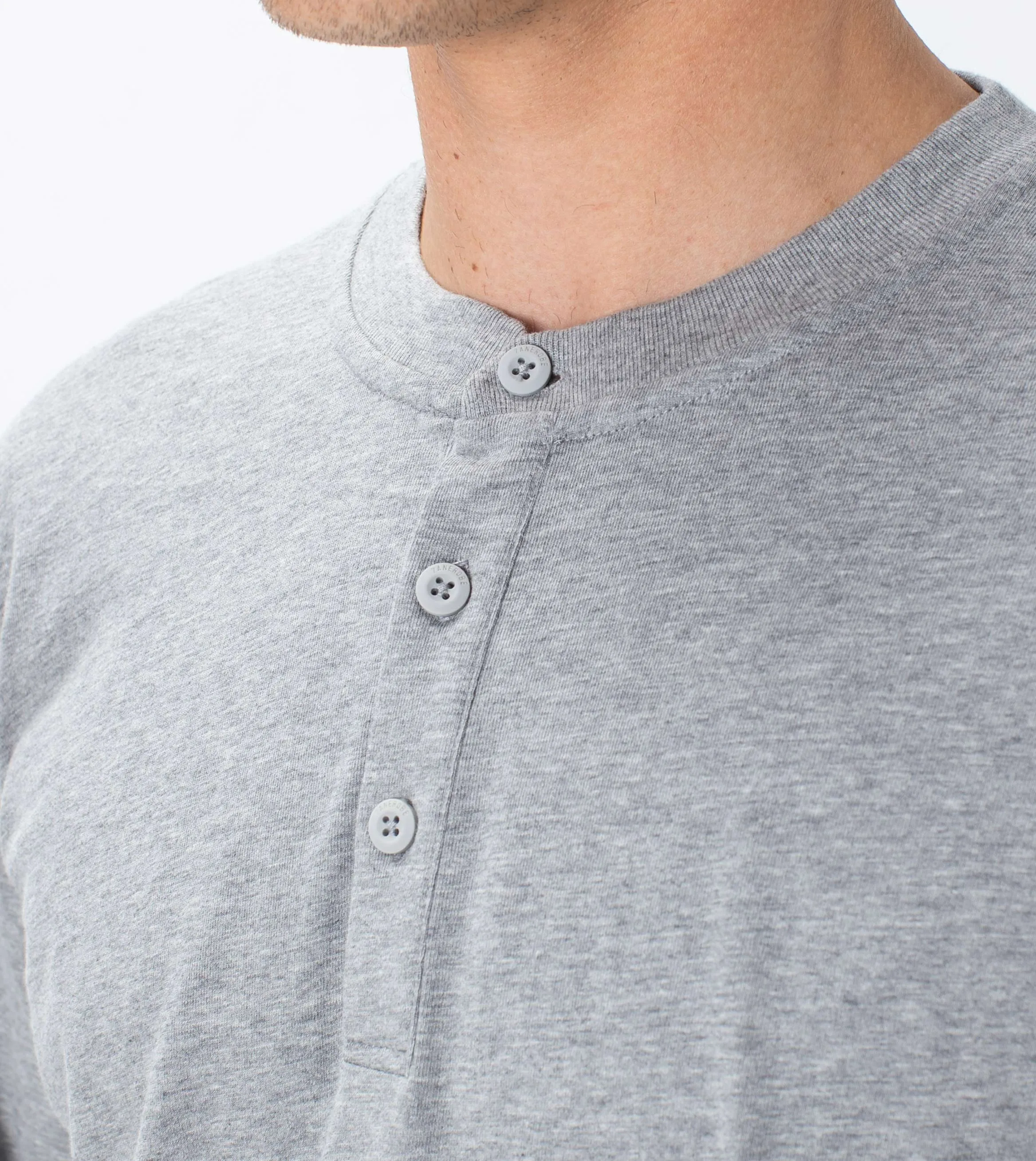 Henley LS Tee Dk Grey Marle