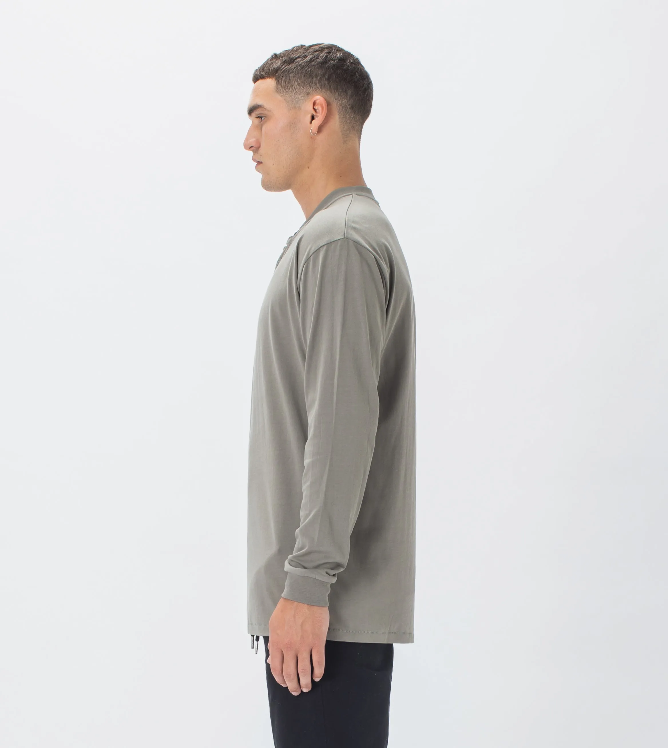 Henley LS Tee Dk Moss